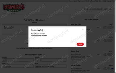 25% Off Romeos Pizza Coupon, Coupon Codes - July 2025