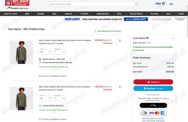 NFL Shop Promo Codes - 65% Off Coupon February 2026