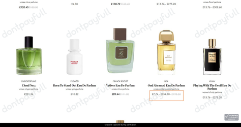 Snapshot of 50ml promo: 'Save up to 95% on Outlet Fragrances and Skincare' - captured during verification by DontPayFull on 03-Jul-2026.
