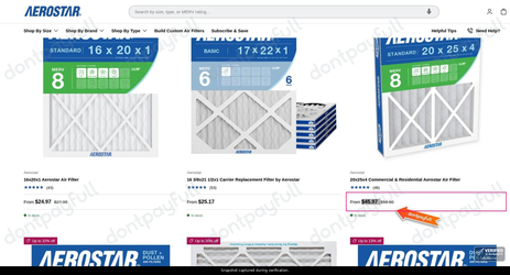 Snapshot of Air Filters Delivered promo: 'Enjoy Up to 22% Off Hvac Filters' - captured during verification by DontPayFull on 24-Oct-2026.