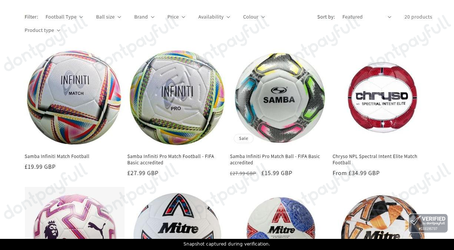 Snapshot of ChildrensFootball.com promo: 'Enjoy Up to 45% Off a Range of Match Footballs' - captured during verification by DontPayFull on 02-Oct-2026.