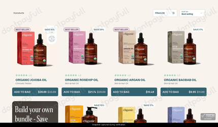 Snapshot of Cliganic promo: 'Save up to 25% on Organic Carrier Oils' - captured during verification by DontPayFull on 13-Jun-2026.