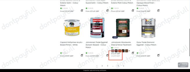 Snapshot of Decorating Centre Online promo: 'Up to 25% Off Paints for Woodwork' - captured during verification by DontPayFull on 29-Jun-2026.
