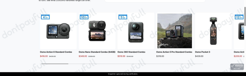 Snapshot of DJI USA promo: 'Up to $40 Off The Handheld Collection' - captured during verification by DontPayFull on 10-Sep-2026.