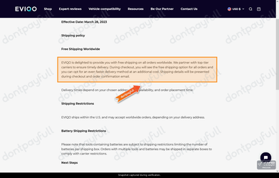 Snapshot of EVIQO promo: 'Free Worldwide Shipping on all Orders' - captured during verification by DontPayFull on 02-Jul-2026.