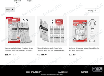 Snapshot of EZARC promo: 'Save up to 30% on Grout Removal Blades' - captured during verification by DontPayFull on 02-Jul-2026.