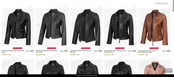 Snapshot of FJackets promo: 'Get up to 55% Off Select Women's Motorcycle Jackets' - captured during verification by DontPayFull on 26-Jul-2026.