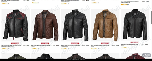 Snapshot of FJackets promo: 'Up to 45% Off Men's Biker Style Leather Jackets' - captured during verification by DontPayFull on 24-Jul-2026.