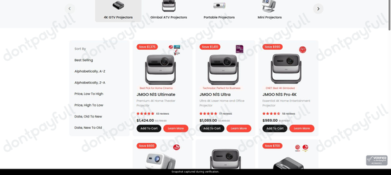 Snapshot of JMGO promo: 'Up to 55% Off Portable Projectors' - captured during verification by DontPayFull on 30-Jun-2026.