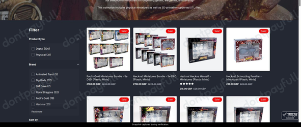 Snapshot of HIT POINT PRESS promo: 'Get up to 50% Off Physical and Digital Miniatures' - captured during verification by DontPayFull on 28-Jul-2026.