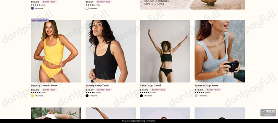 Snapshot of HUHA promo: 'Get Sporty Crop Tanks from $44' - captured during verification by DontPayFull on 07-Sep-2026.