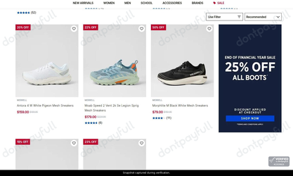 Snapshot of Mathers promo: 'Up to 50% Off Merrell Footwear' - captured during verification by DontPayFull on 02-Jul-2026.