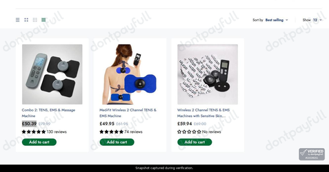 Snapshot of Med-Fit promo: 'Up to £30 Off 2 Channel TENS Machines' - captured during verification by DontPayFull on 27-Sep-2026.