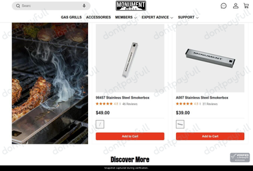 Snapshot of Monument Grills promo: 'Smoker Boxes from $39' - captured during verification by DontPayFull on 03-Jul-2026.