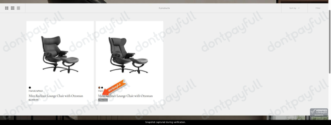 Snapshot of Omidi promo: 'Handcrafted Lounge Chairs from $2799' - captured during verification by DontPayFull on 27-Sep-2026.