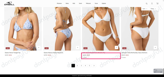 Snapshot of O'Neill promo: 'Up to $20 Off Women's Sale Swim' - captured during verification by DontPayFull on 05-Jun-2026.
