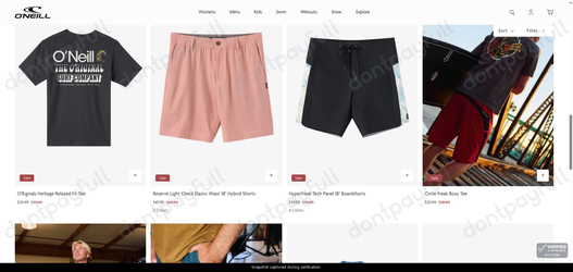 Snapshot of O'Neill promo: 'Enjoy Up to 40% Off Select Men's Apparel and Accessories' - captured during verification by DontPayFull on 09-Jun-2026.