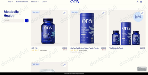 Snapshot of Ora Organic promo: 'Save up to $20 on Metabolic Support Supplements' - captured during verification by DontPayFull on 16-Jun-2026.