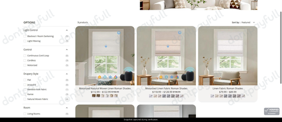 Snapshot of Persilux promo: 'Enjoy Up to 45% Off Elegant Roman Shades' - captured during verification by DontPayFull on 01-Oct-2026.
