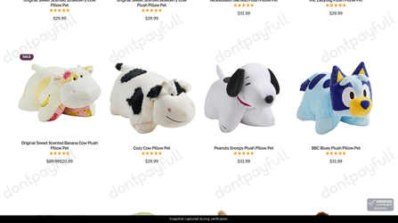 Snapshot of Pillow Pets promo: 'Save up to 30% on Plush Toys for Babies' - captured during verification by DontPayFull on 02-Jun-2026.