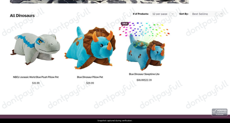 Snapshot of Pillow Pets promo: 'Save up to 30% on the Dinosaur Collection' - captured during verification by DontPayFull on 04-Jun-2026.