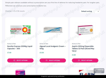 Snapshot of PillSorted promo: 'Shop Pain Relievers from £1.89' - captured during verification by DontPayFull on 27-Sep-2026.