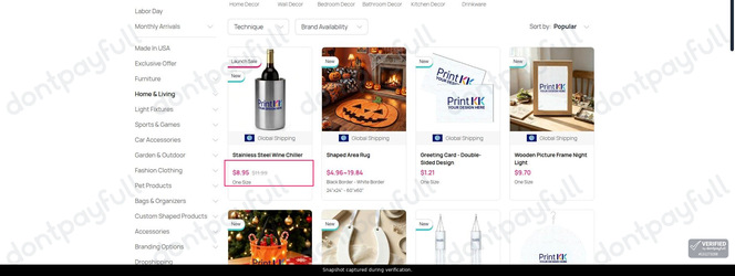 Snapshot of PrintKK promo: 'Save up to 25% on Custom Items for Your Home' - captured during verification by DontPayFull on 16-Aug-2026.