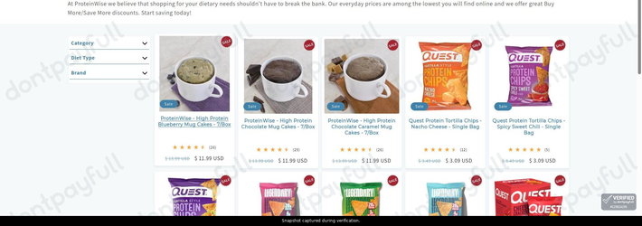 Snapshot of ProteinWise promo: 'Up to 14% Off Weekly Sale Items' - captured during verification by DontPayFull on 29-Jun-2026.
