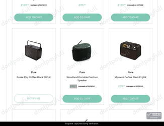 Snapshot of PURE Audio promo: 'Enjoy Up to 30% Off a Range of Dab Radios' - captured during verification by DontPayFull on 27-Sep-2026.