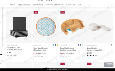 Snapshot of Rinkit promo: 'Save up to 75% on the Tableware Collection' - captured during verification by DontPayFull on 29-Sep-2026.