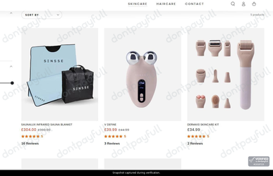 Snapshot of Sensse Beauty promo: 'Save up to 20% on Skincare Tools' - captured during verification by DontPayFull on 27-Sep-2026.