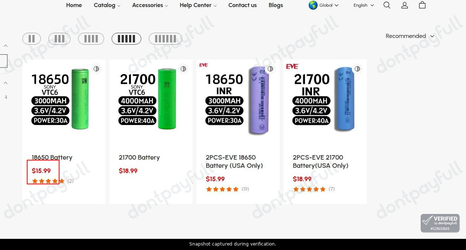 Snapshot of VOOPOO promo: 'Shop Batteries Starting at $15' - captured during verification by DontPayFull on 25-Jul-2026.