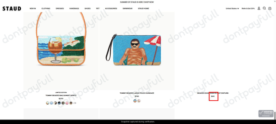 Snapshot of STAUD promo: 'Beaded Bags from $95' - captured during verification by DontPayFull.