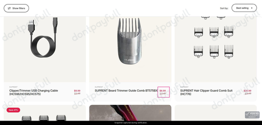 Snapshot of Suprent promo: 'Enjoy Up to 65% Off Select Grooming Accessories' - captured during verification by DontPayFull on 24-Jul-2026.