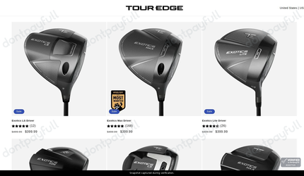 Snapshot of Tour Edge promo: 'Save up to $100 on the Exotics Series Collection' - captured during verification by DontPayFull on 28-Oct-2026.