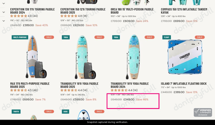 Snapshot of Thurso Surf promo: 'Save up to 45% on Inflatable SUPs' - captured during verification by DontPayFull on 31-Jul-2026.