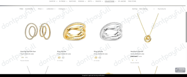 Snapshot of Sif Jakobs Jewellery promo: 'Spirale Jewellery from $155' - captured during verification by DontPayFull on 28-Sep-2026.