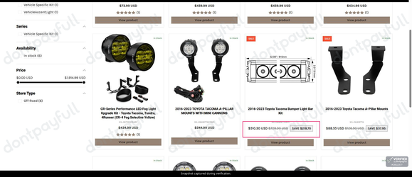 Snapshot of Vision X Lighting promo: 'Up to 30% Off Toyota Lighting Kits' - captured during verification by DontPayFull on 25-Jul-2026.