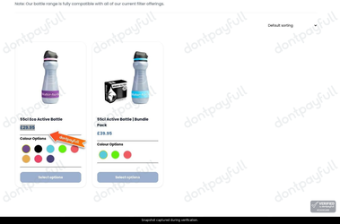 Snapshot of Water-to-Go promo: 'Shop Sugarcane Water Filter Bottles Starting at £29' - captured during verification by DontPayFull on 28-Oct-2026.