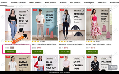 Snapshot of Winslet's promo: 'Up to $5 Off All Patterns' - captured during verification by DontPayFull on 30-Sep-2026.