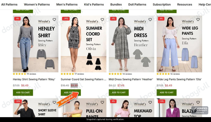 Snapshot of Winslet's promo: 'Up to 40% Off Bestseller Sewing Patterns' - captured during verification by DontPayFull on 30-Sep-2026.