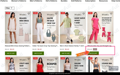Snapshot of Winslet's promo: 'Up to 40% Off The Newest Sewing Patterns' - captured during verification by DontPayFull on 30-Sep-2026.