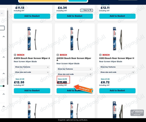 Snapshot of Wiper Blades promo: 'Save up to 20% on Rear Screen Wipers' - captured during verification by DontPayFull on 01-Oct-2026.